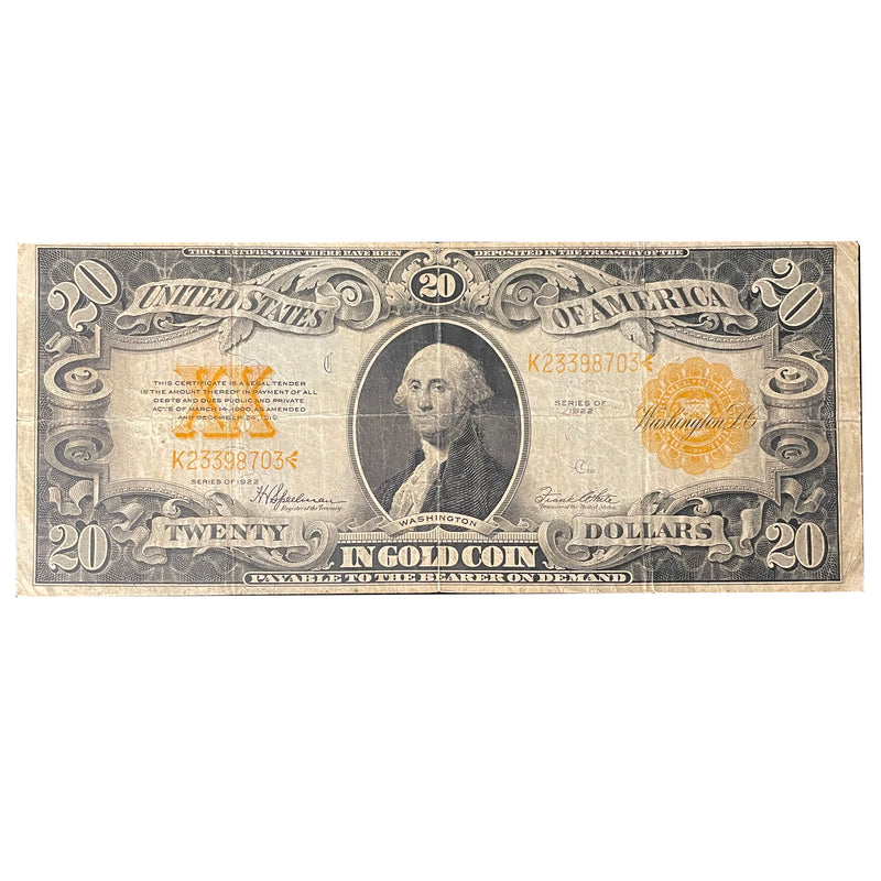 $20.00 1922 Gold Certificate FR. 1187 . . . . VF/XF