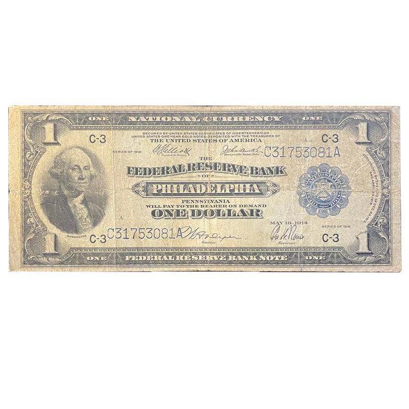 $1.00 1918 Federal Reserve Bank Philadelphia FR. 717 . . . . Fine