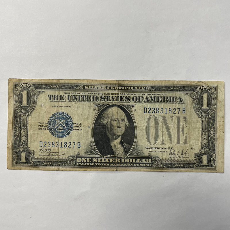 $1.00 1928 B -Funny Back- Silver Certificate . . . . Very Fine