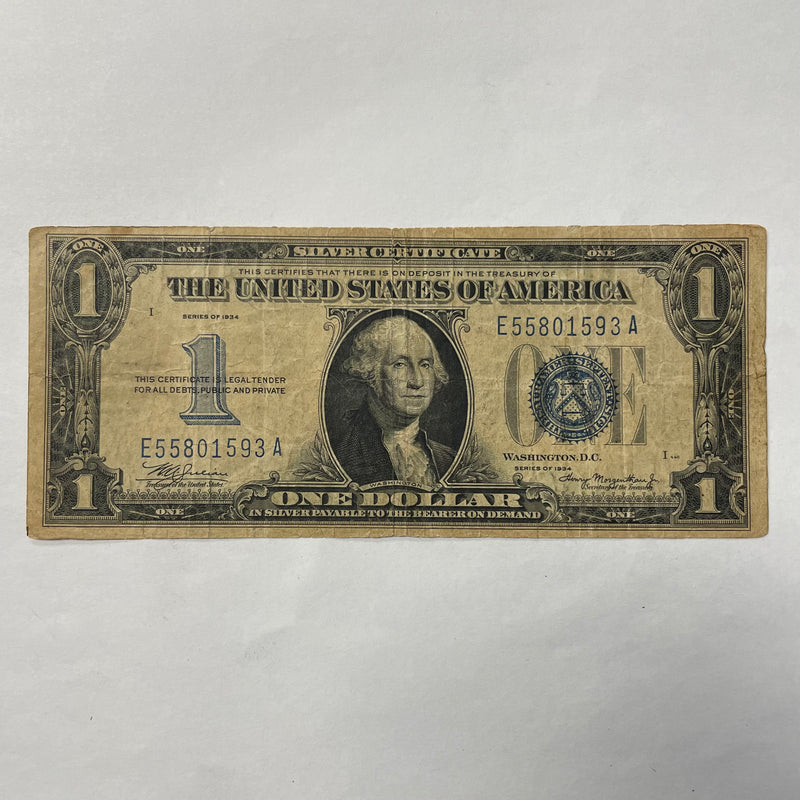 $1.00 1934 -Funny Back- Silver Certificate . . . . Fine