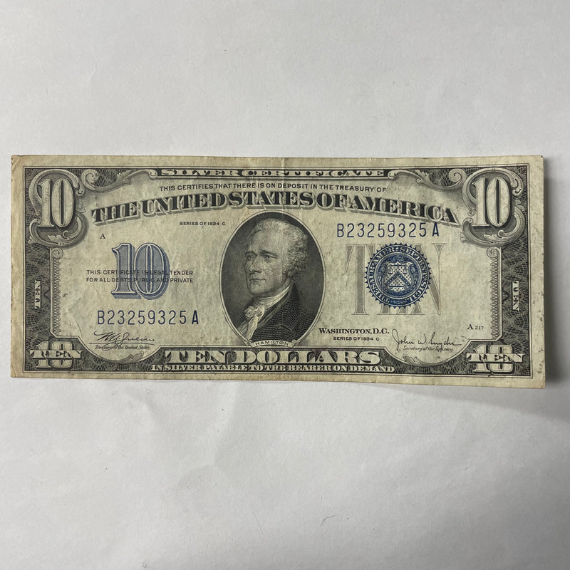 $10.00 1934 C Silver Certificate STAR . . . . Extremely Fine
