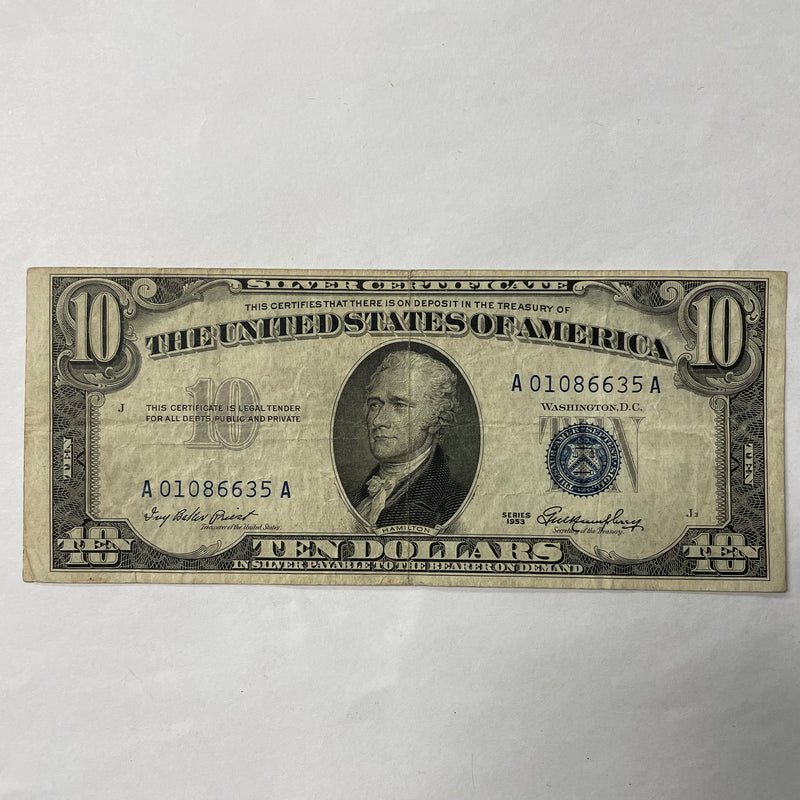 $10.00 1953 Silver Certificate STAR . . . . VF/XF