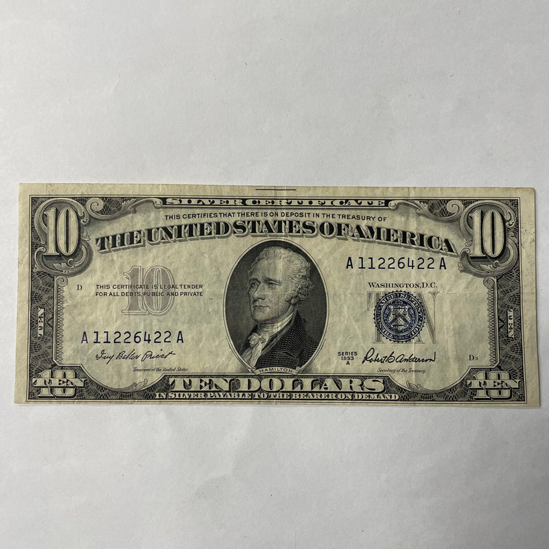 $10.00 1953 A Silver Certificate . . . . Extremely Fine