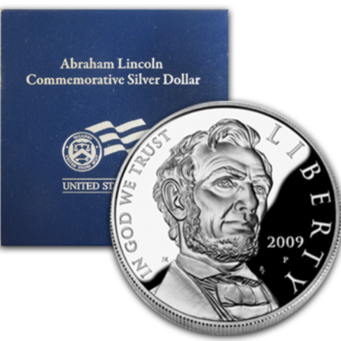 2009-P Abraham Lincoln Bicentennial Silver Dollar . . . . Gem Brilliant Proof in original U.S. Mint Box
