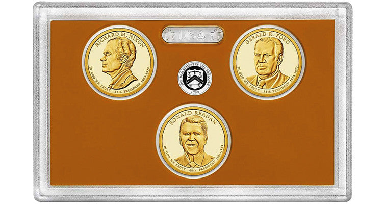 2016-S Presidential Dollar 3-coin Proof Set . . . . Superb Brilliant Proof
