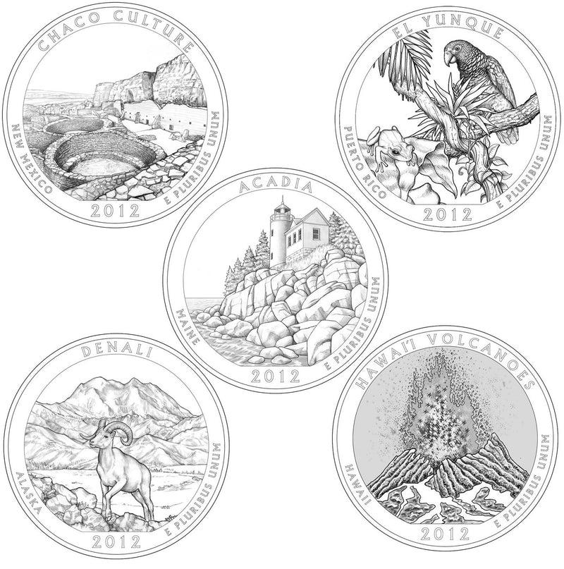 All 10 2012-P and D America the Beautiful Quarters . . . . Choice BU