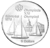 $5.00 Silver 1976 Canadian Olympic Silver Coins Gem Brilliant Uncirculated