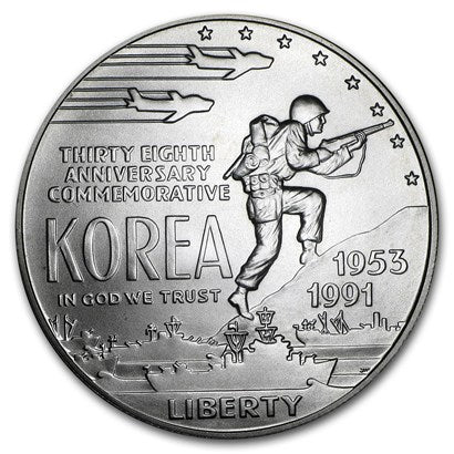 1991-D Korean War Memorial Silver Dollar . . . . Gem BU in original U.S. Mint Capsule