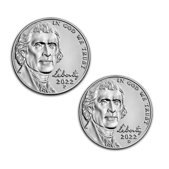 2022-P and D Jefferson Nickels  . . . . Choice Brilliant Uncirculated