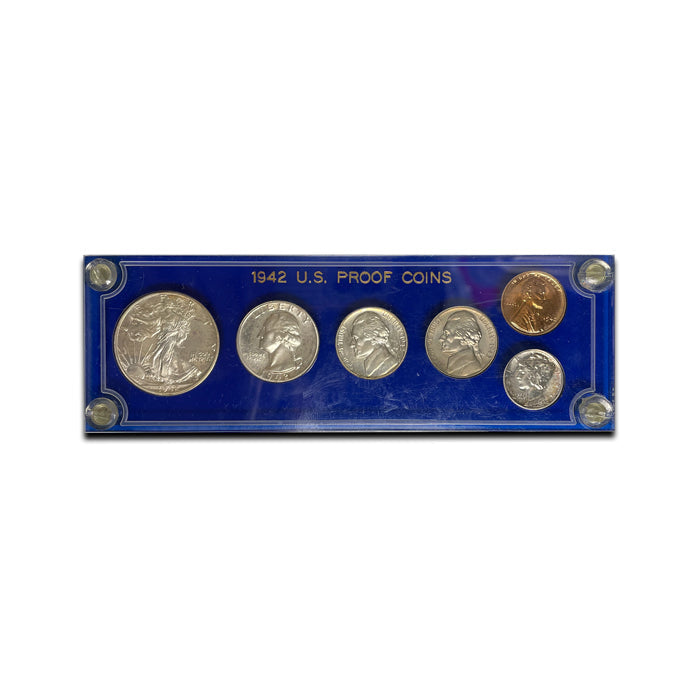 1942 6-Piece Proof Set with Both Type 1 and Type 2 Nickels . . . . Gem Brilliant Proof