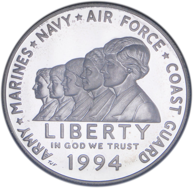 1994-P Women in Military Silver Dollar . . . . Gem Brilliant Proof in Original U.S. Mint Capsule